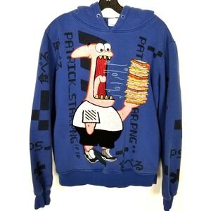 SpongeBob Square Pants Patrick Star Hoodie  Sweatshirt Sz M Blue Graphic Y2K